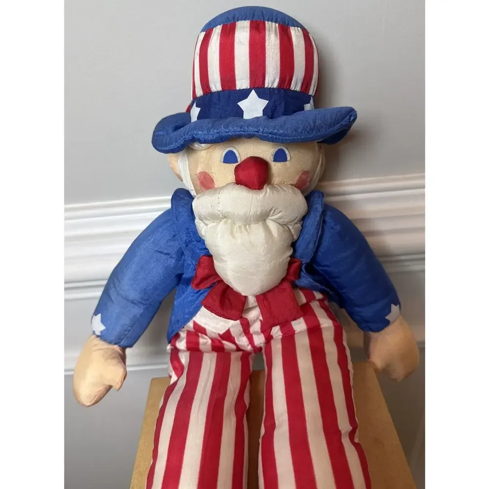 Vintage 1993 International Silver Uncle Sam Plush Shelf Sitter 32” Patriotic